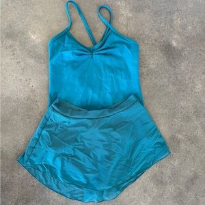 Teal Spaghetti Strap Lulli Leotard & Skirt
